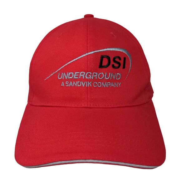 DSI Underground Men's Strapback Hat Red Embroidered Logo Sandvik Company - Picture 1 of 8